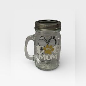 Dog Mom Glass Mason Jar With Metal Lid